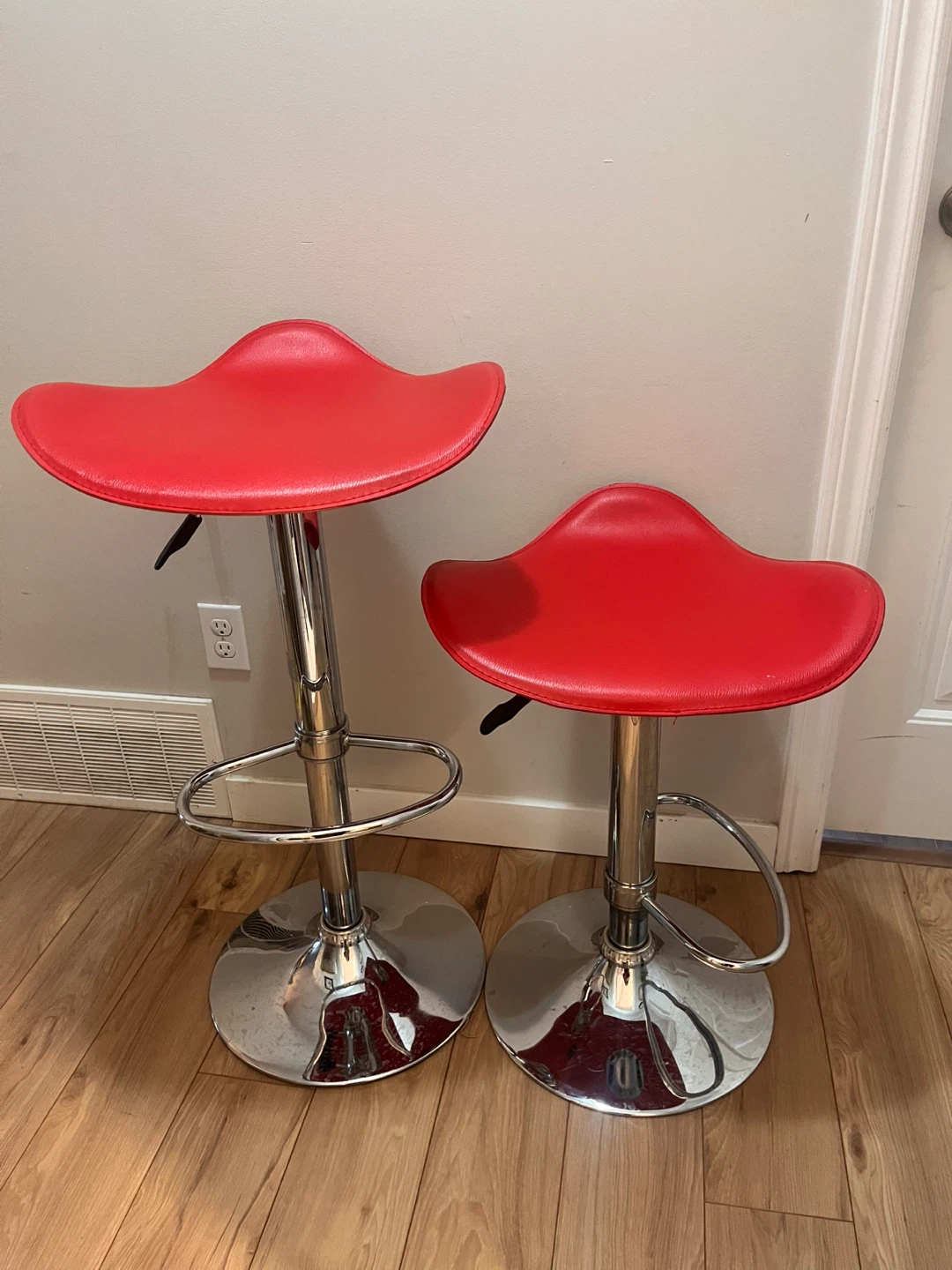 Pair Adjustable Red Swivel Stool/Barstool - photo 2