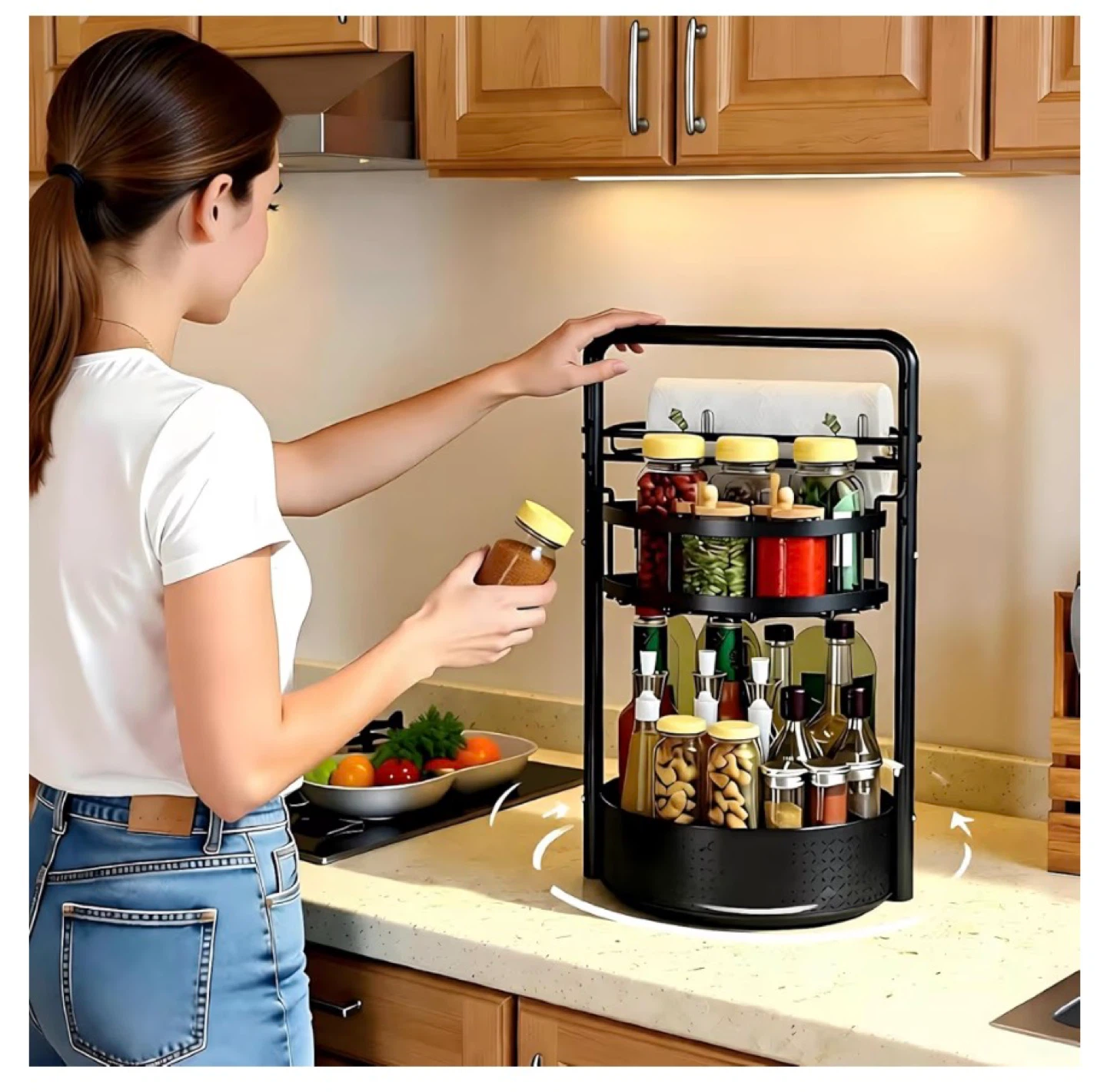 3-Tier Rotating Spice Rack Organizer - photo 2