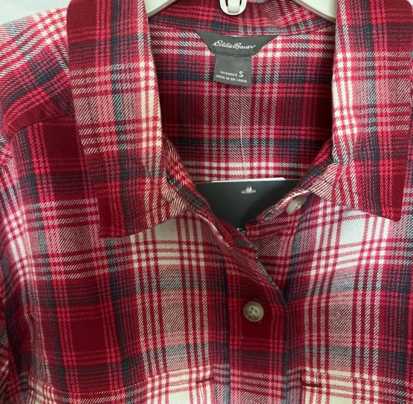 NWT Eddie Bauer Women's Plaid Flannel Shirt - Red/White, Size S - photo 2