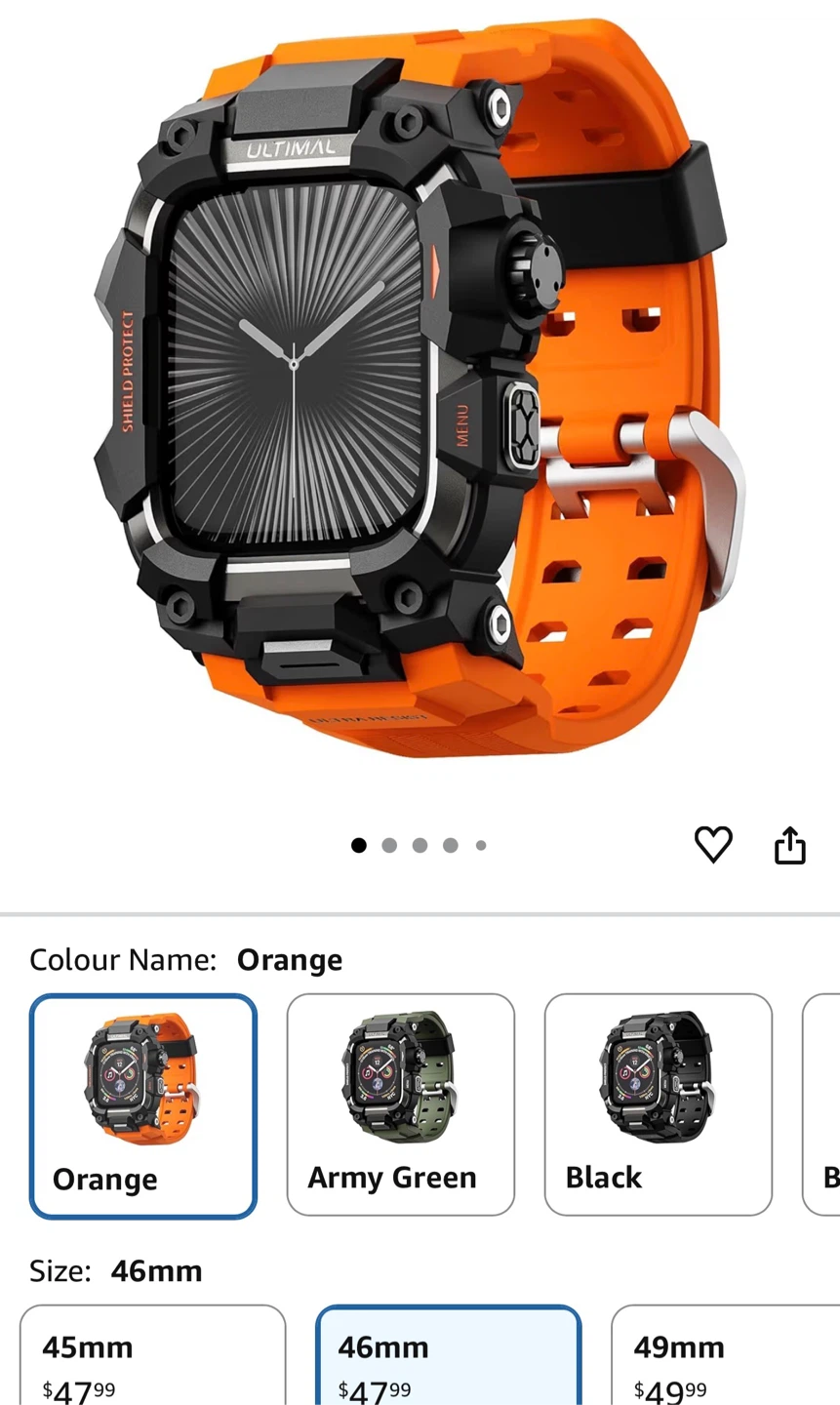 ULTIMAL Rugged Case for Apple Watch 46mm - Orange - photo 3