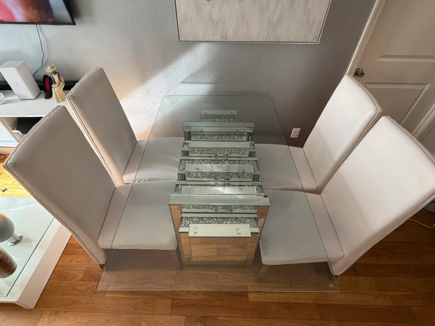 Glass Dining Table with Mirrored Pedestal Base - photo 2