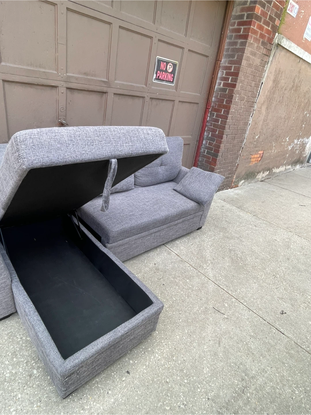 Gray Sofa with Storage Chaise - photo 2