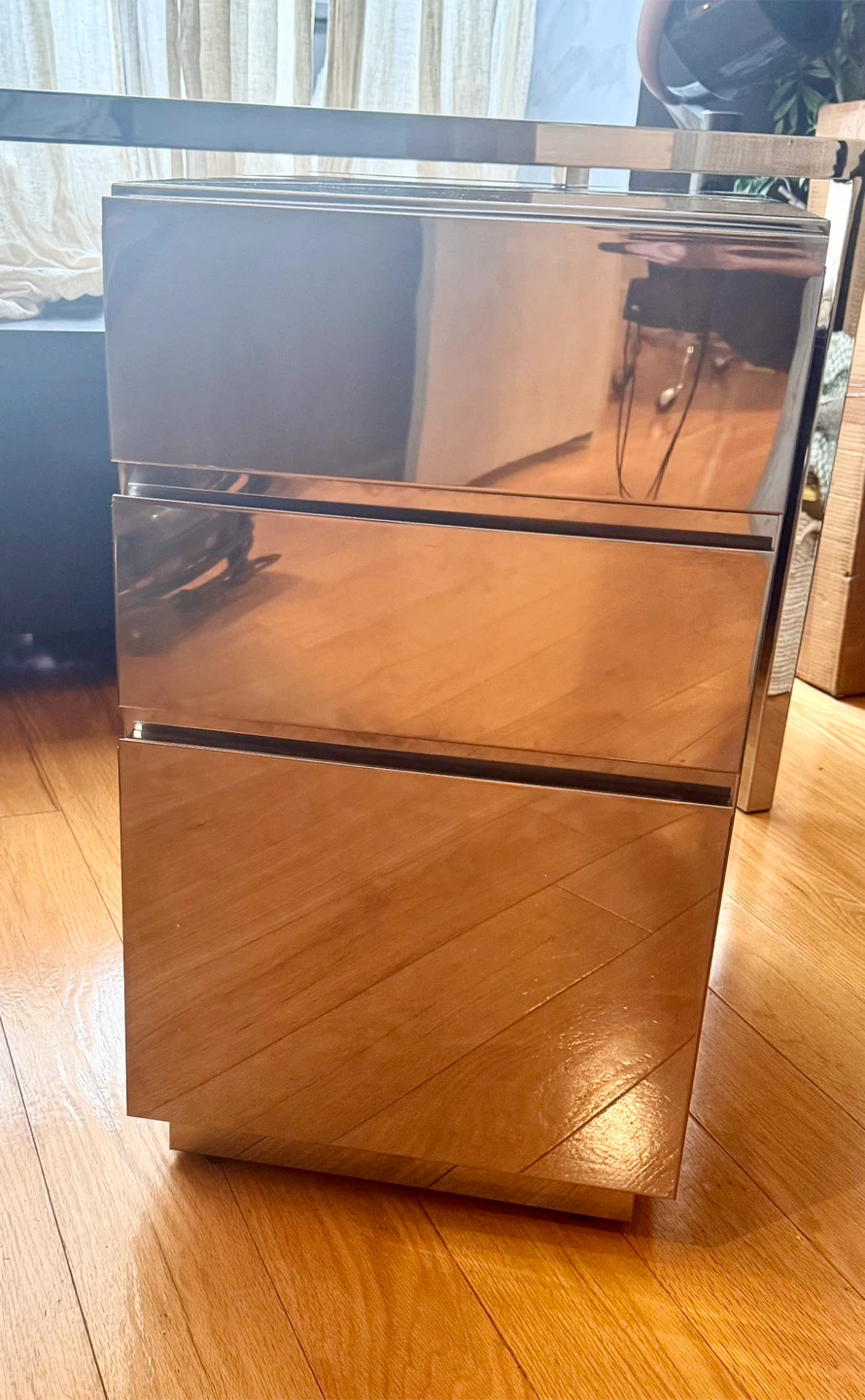 Mirrored 3-Drawer Nightstand