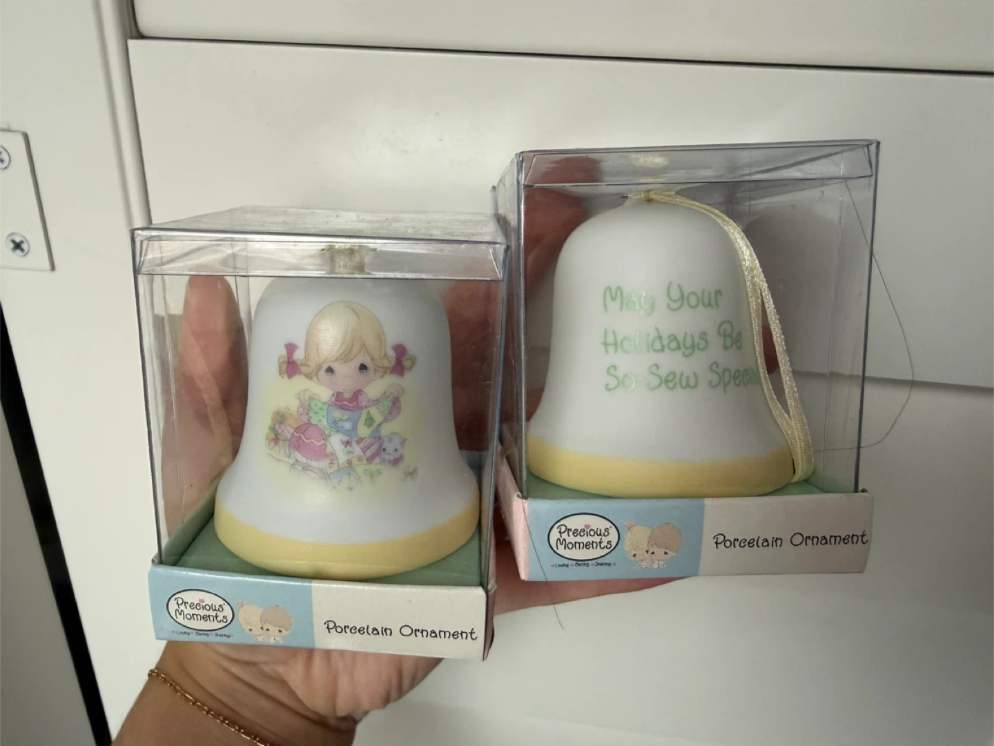 2x Precious Moments Porcelain Bell Ornament #0000885