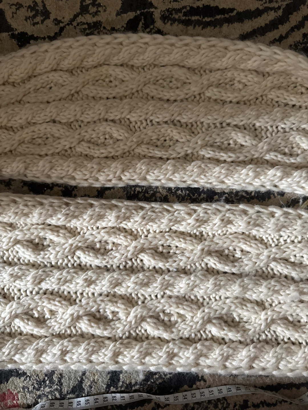 High quality long Cream Cable Knit Scarf with Fringe - photo 3