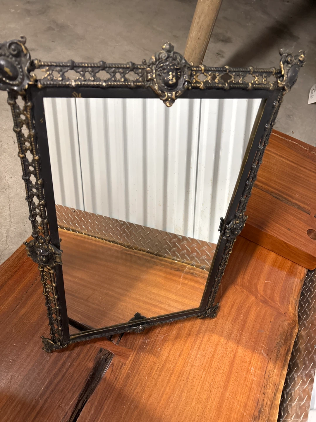 Ornate Black and Gold Vanity Mirror