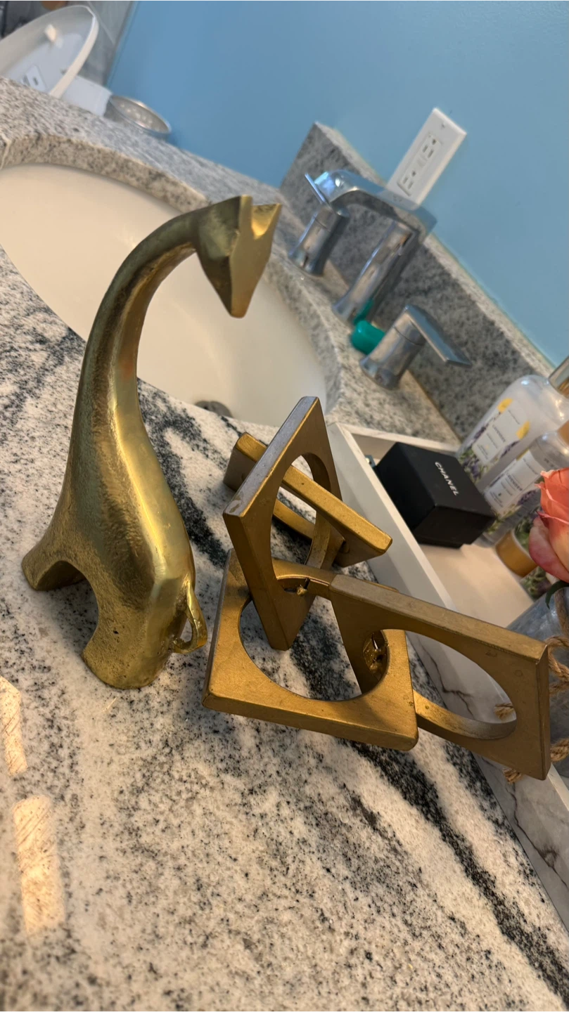 Brass Giraffe and Geometric Sculpture Set $5 per each set $10 - photo 4