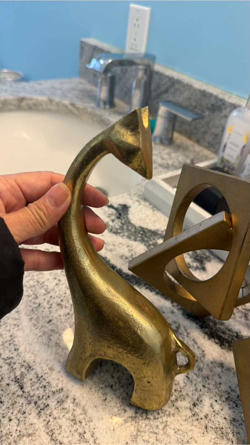 Brass Giraffe and Geometric Sculpture Set $5 per each set $10 - photo 3