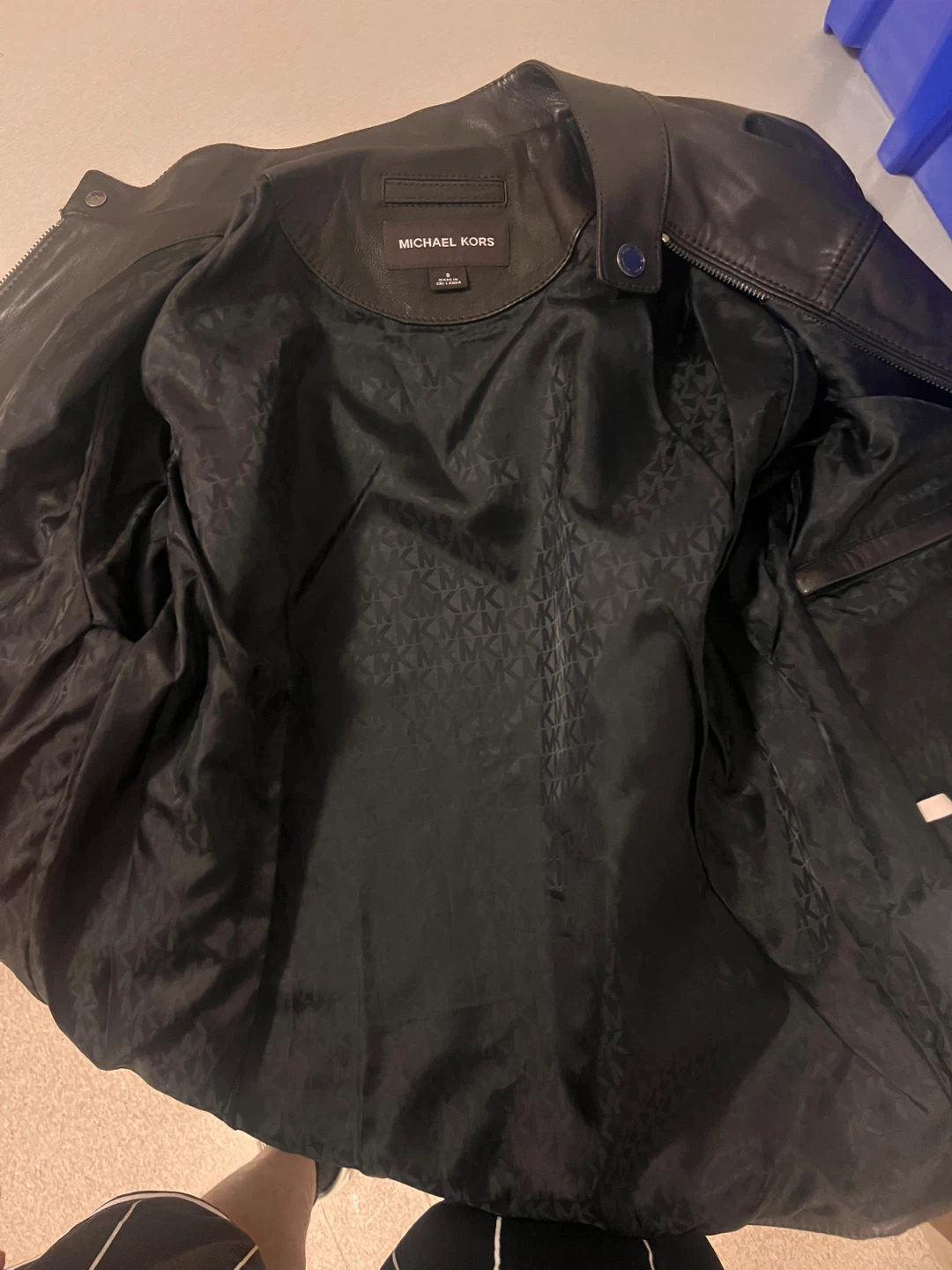 Michael Kors Men's Black Leather Motorcycle Jacket Size M - photo 3