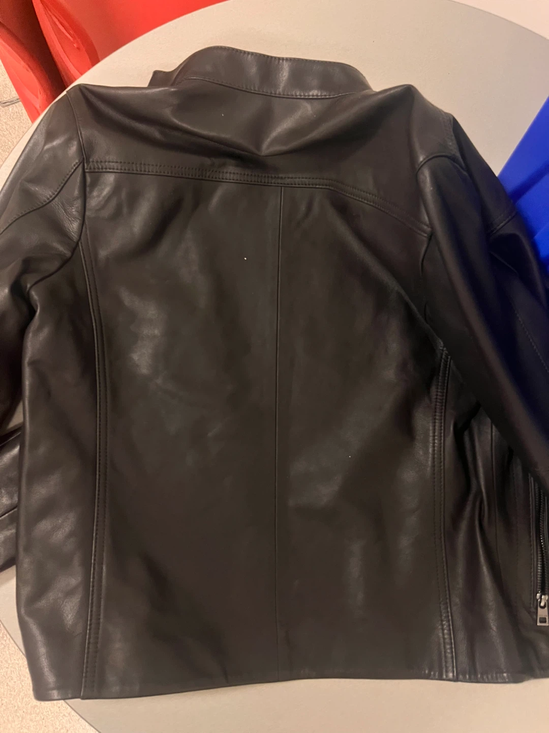 Michael Kors Men's Black Leather Motorcycle Jacket Size M