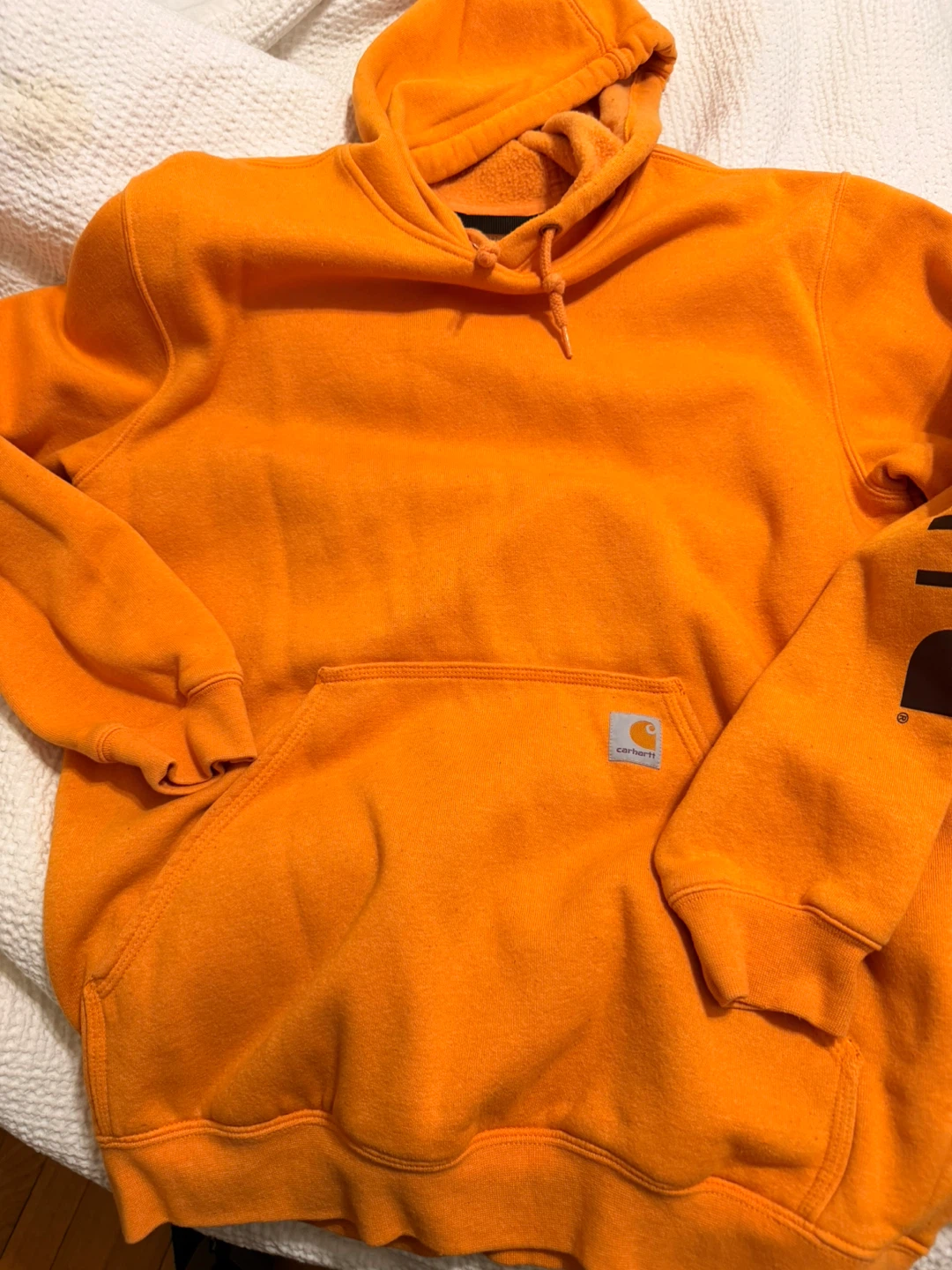 Carhartt Orange Loose Fit Hoodie Sweatshirt Size M