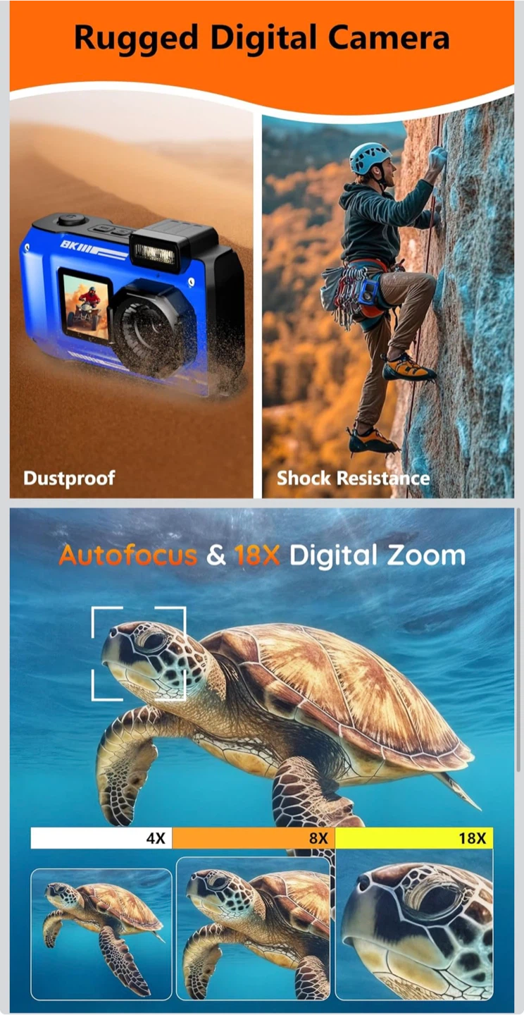 BKiii Rugged Waterproof Digital Camera - Blue - photo 2