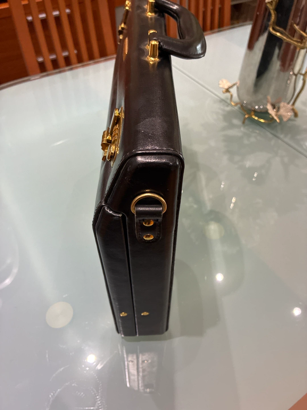 Gabbiano Black Leather Briefcase with Combination Locks - photo 3