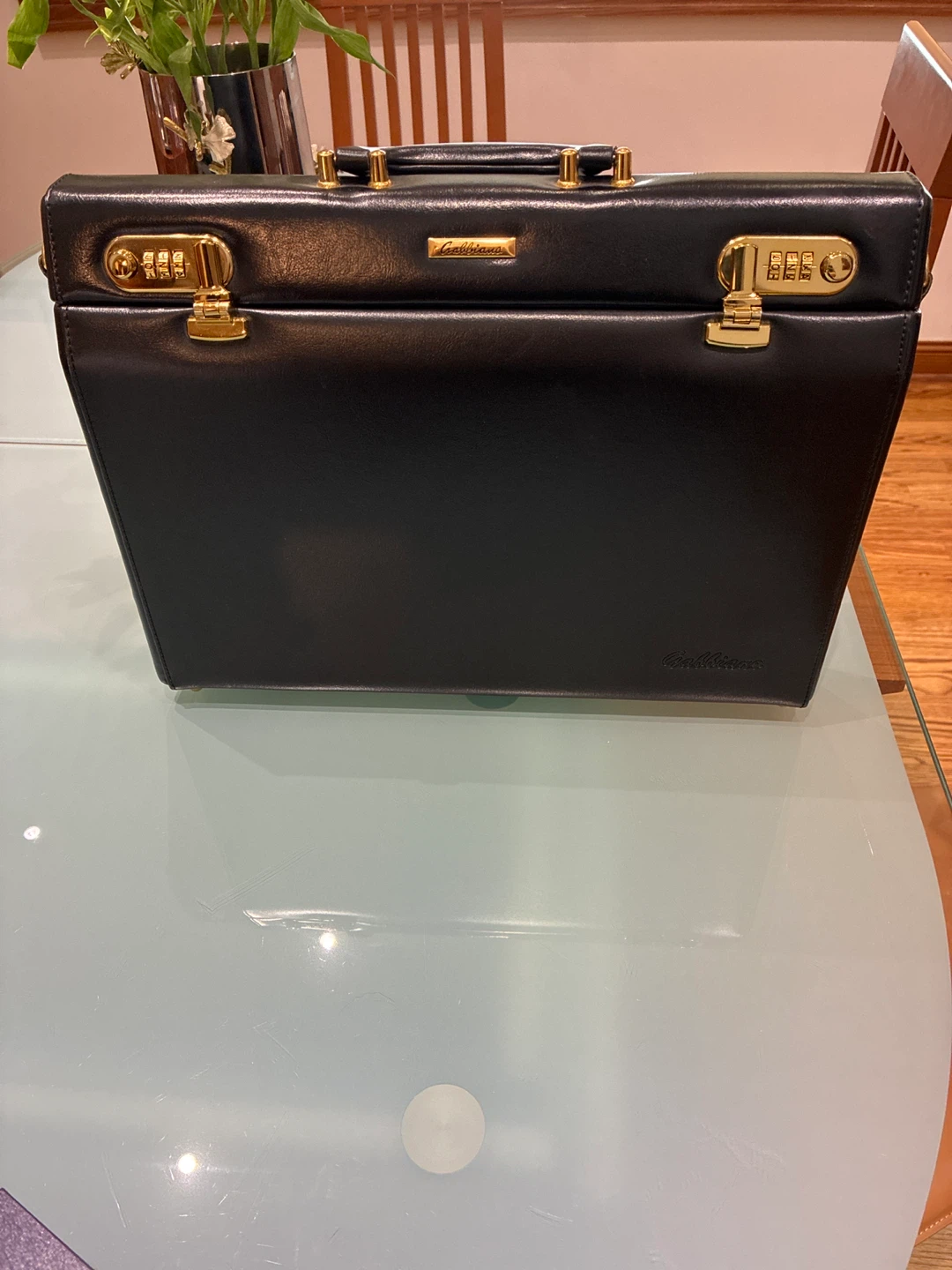 Gabbiano Black Leather Briefcase with Combination Locks - photo 2