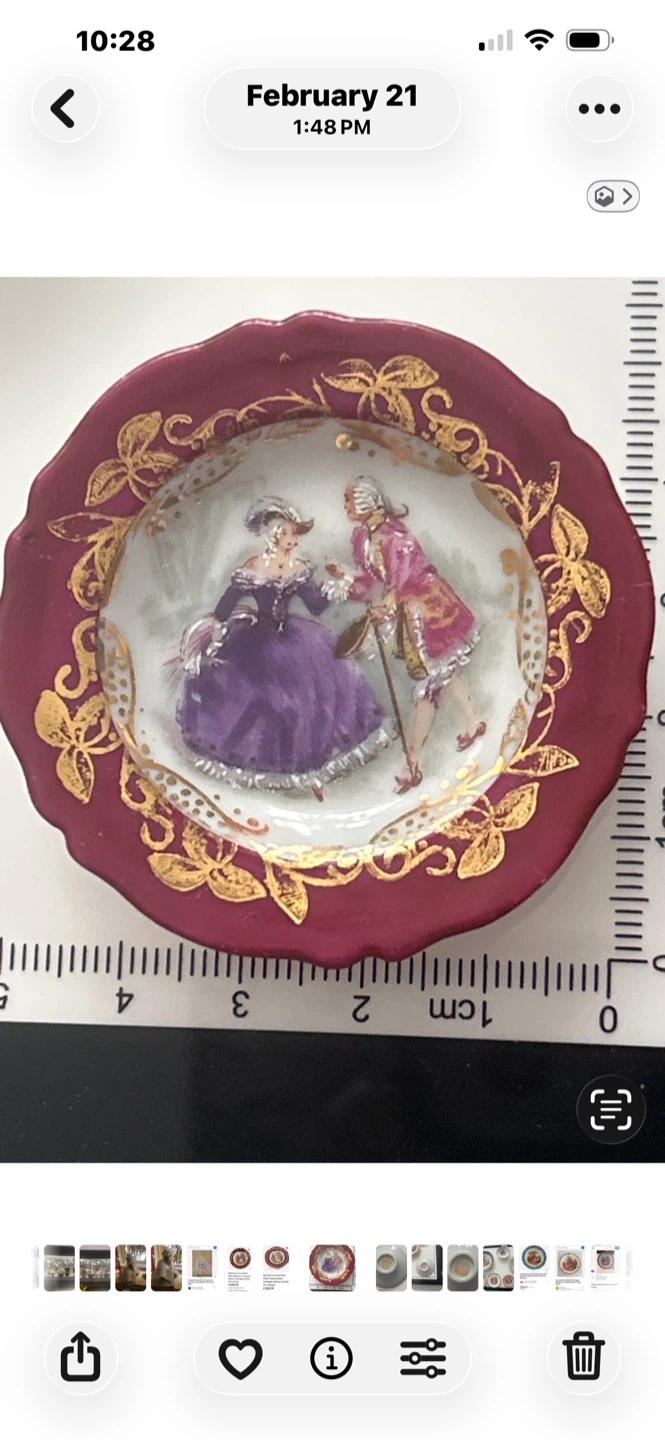 Hand-Painted Meissner Limoges Miniature Plate Fragonard Couple