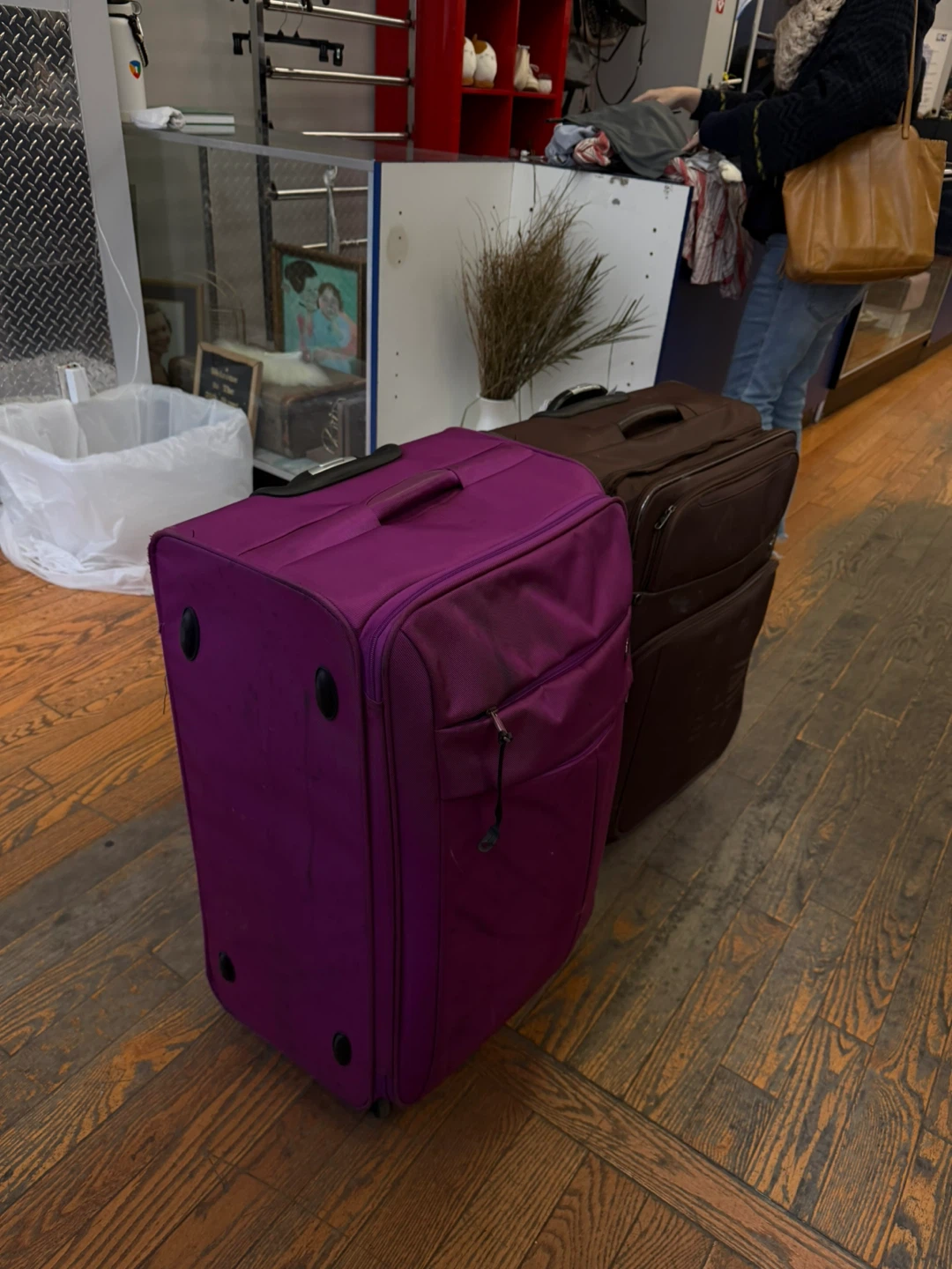 2pc Luggage Set - Purple & Brown Rolling Suitcases - photo 3