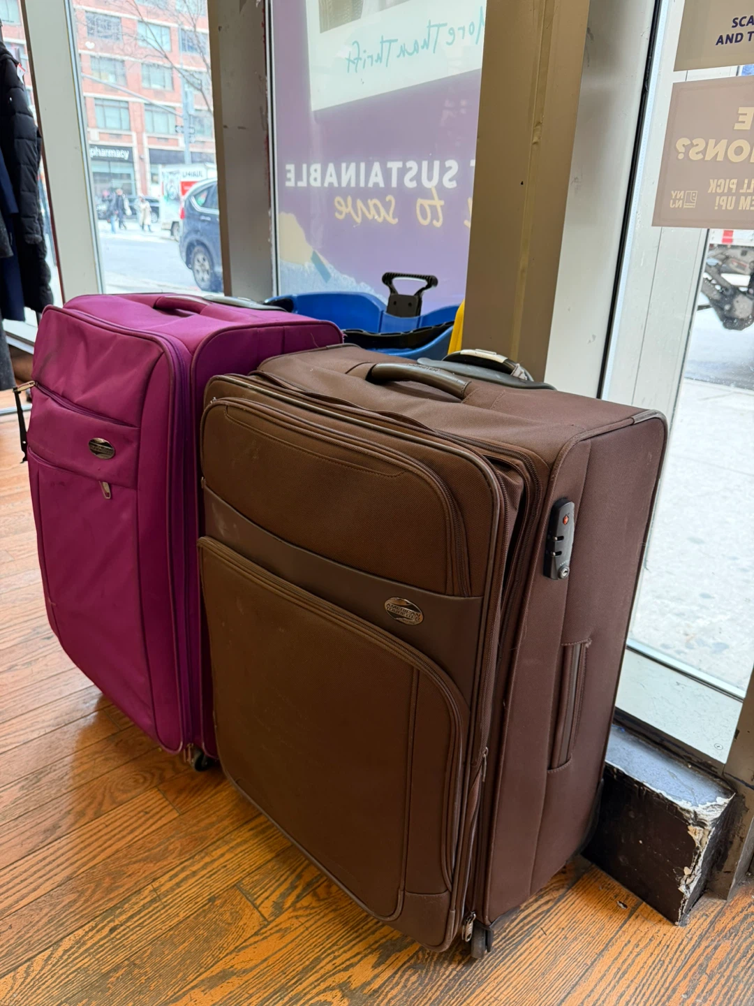 2pc Luggage Set - Purple & Brown Rolling Suitcases - photo 2