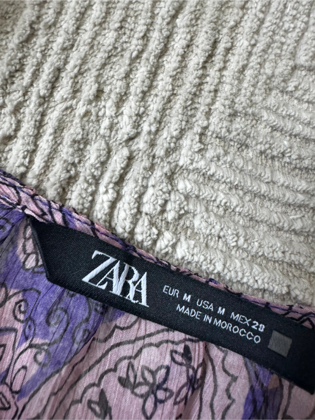 ZARA Purple Paisley Print Square Neck Crop Top - photo 3