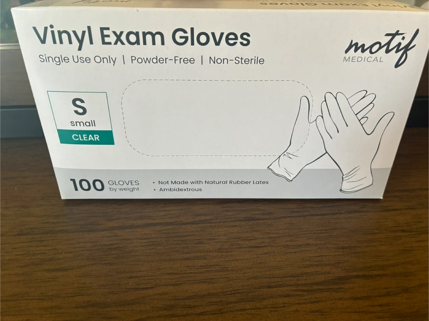 Motif Medical Vinyl Exam Gloves - S, 100 Count