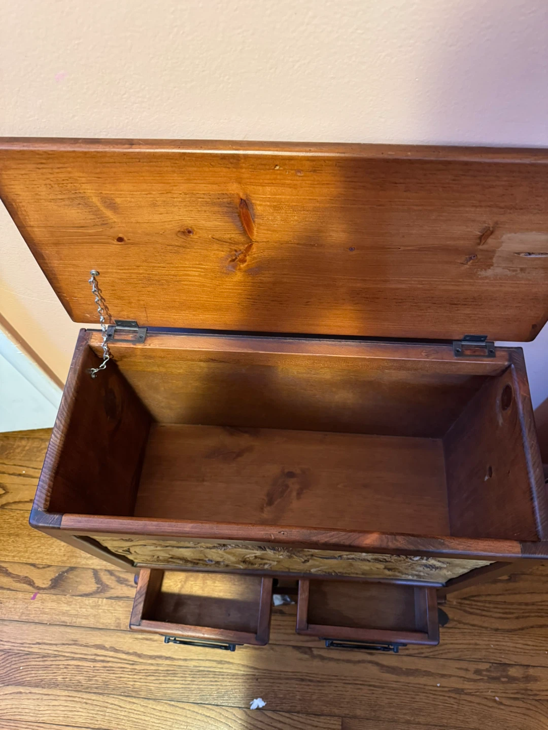 Wooden Storage Chest with Horse Relief and Drawers - photo 3