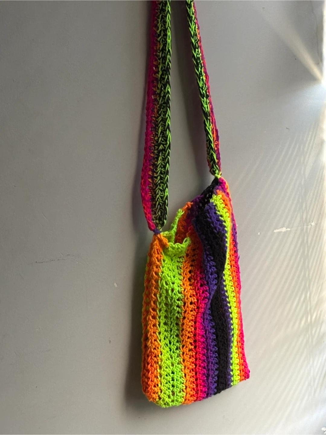 Handmade Crochet Bag - Neon Rainbow Stripes