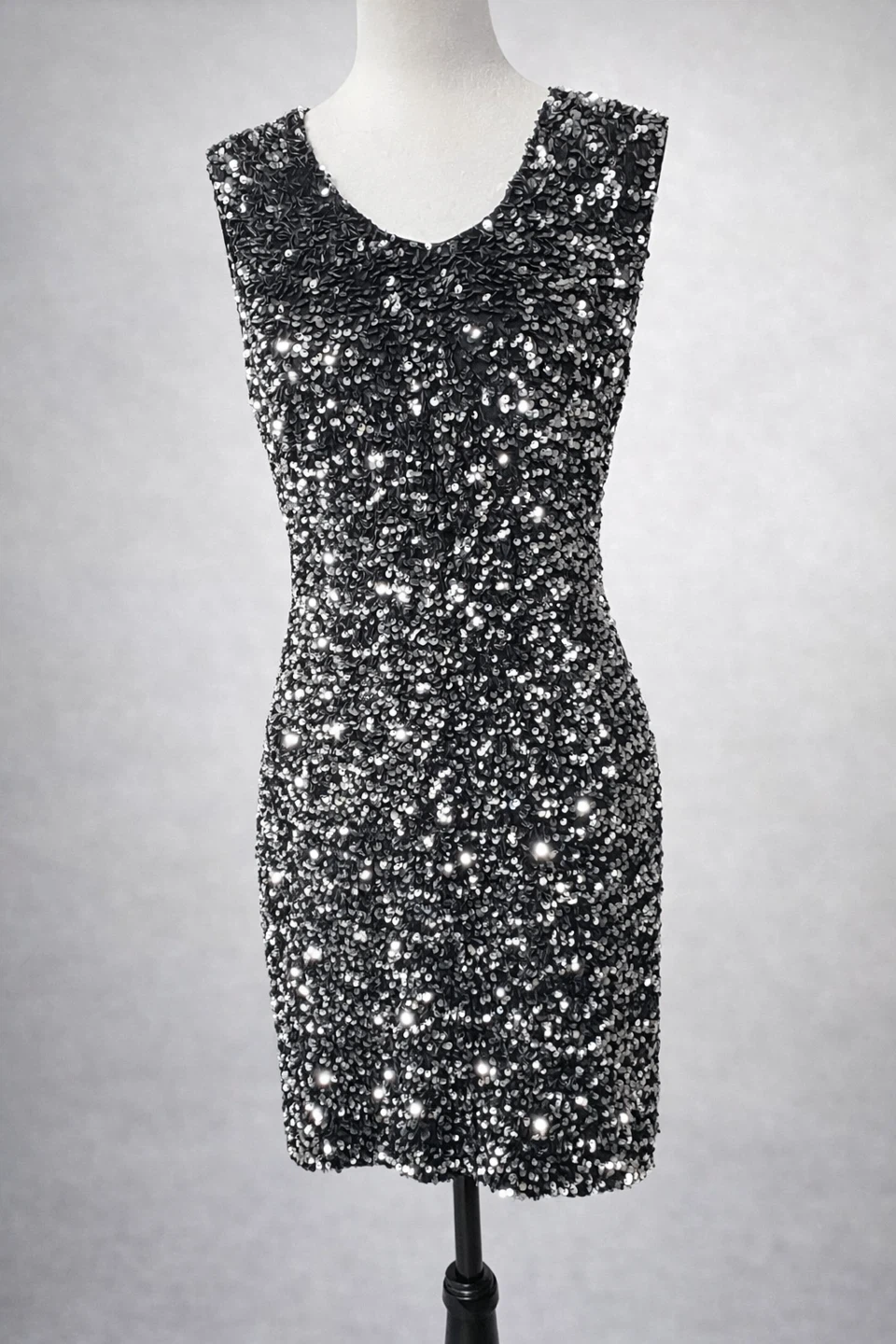 Joie Sequin Sleeveless Sheath Dress - Black/Silver - Medium