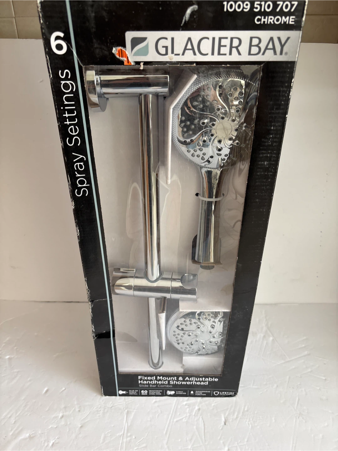 Glacier Bay Chrome Handheld Showerhead Slide Bar Combo