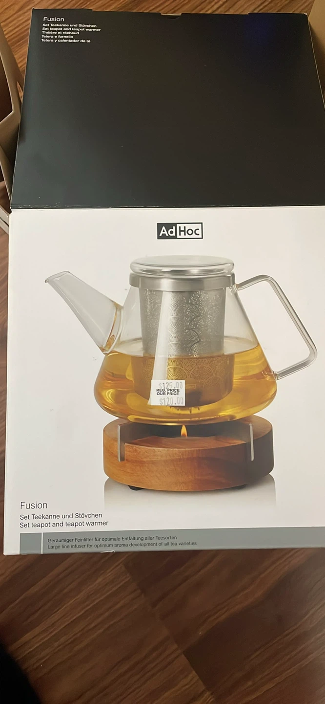 Ad Hoc Fusion Glass Teapot with Warmer