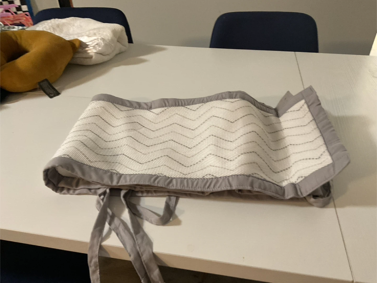 Baby Crib Bumper Pad Grey Zigzag