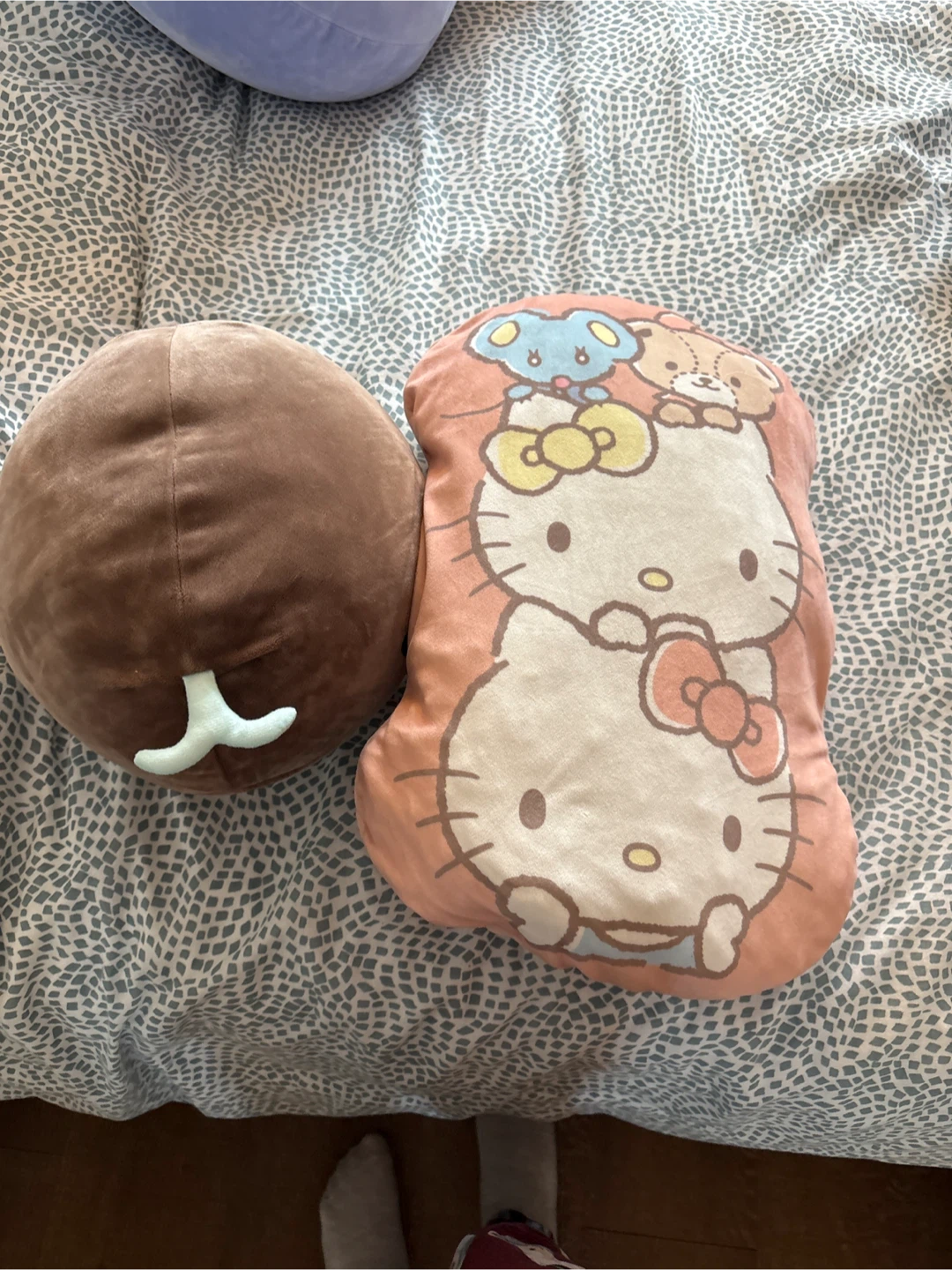 Hello Kitty and Friends Plush Pillow & Brown Round Plush Toy