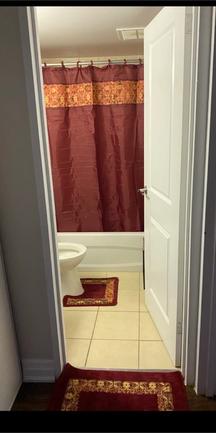 Decorative Fabric Shower Curtain with Gold Embroidery