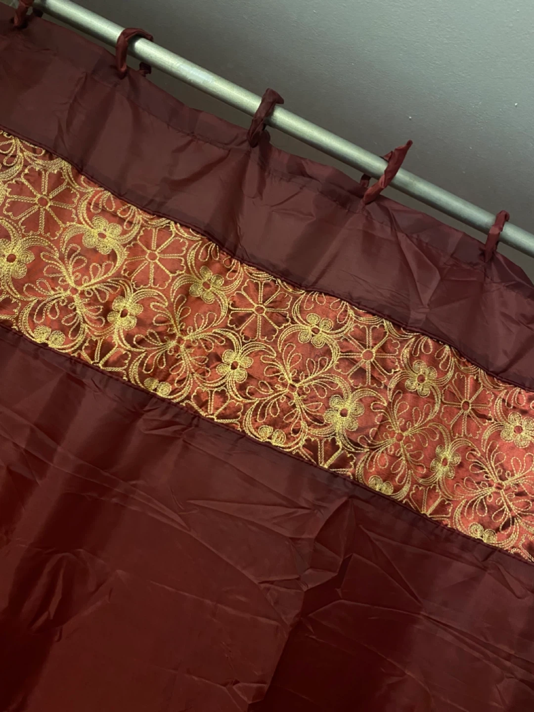Decorative Fabric Shower Curtain with Gold Embroidery - photo 2