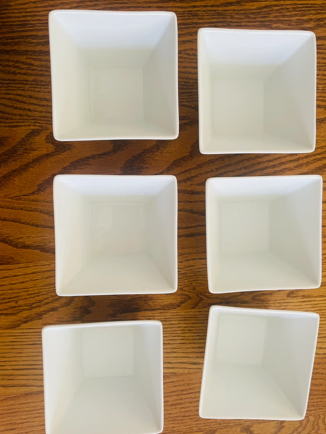 Set of 6 White Square Bowls
