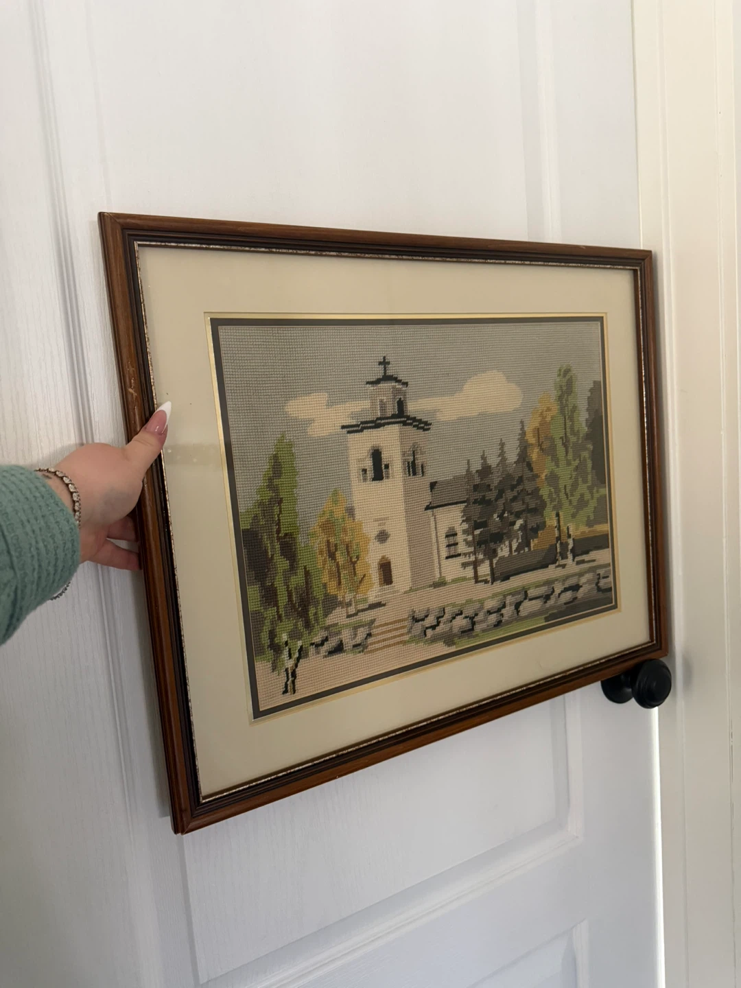 Vintage framed hand stitched photo - photo 2