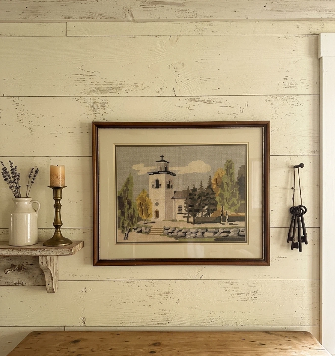 Vintage framed hand stitched photo