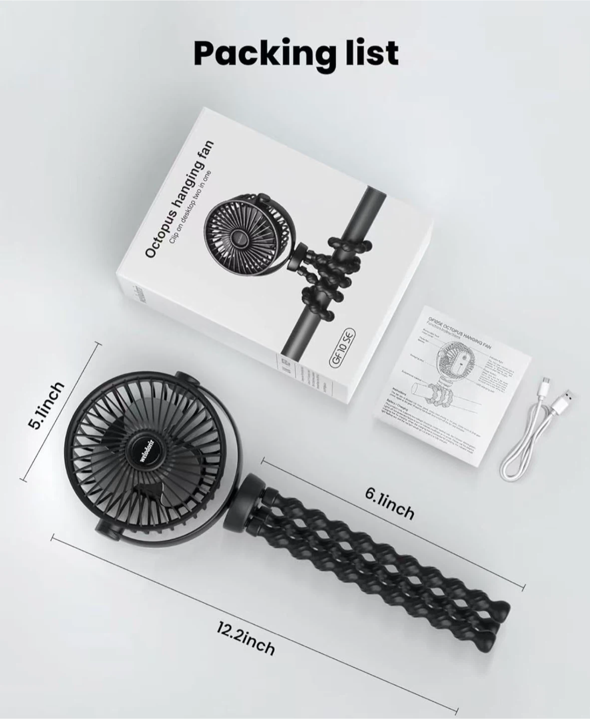 Octopus Hanging Fan with Flexible Tripod - photo 5