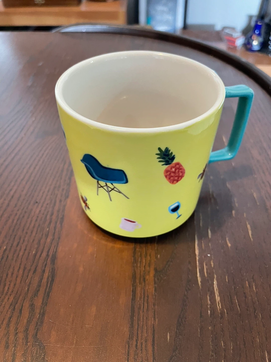 Anthropologie Yellow Patterned Mug