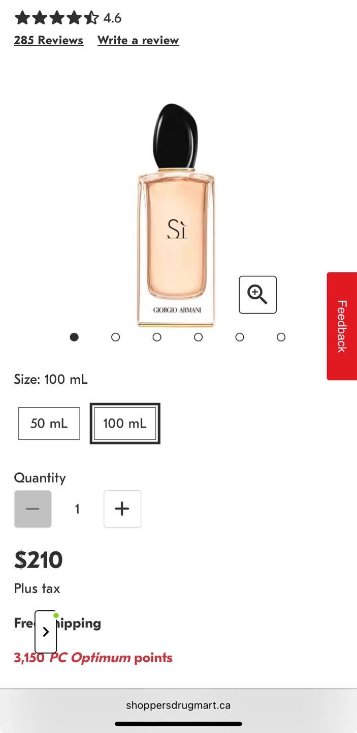 Giorgio Armani Sì Eau de Parfum for Women, 100 mL