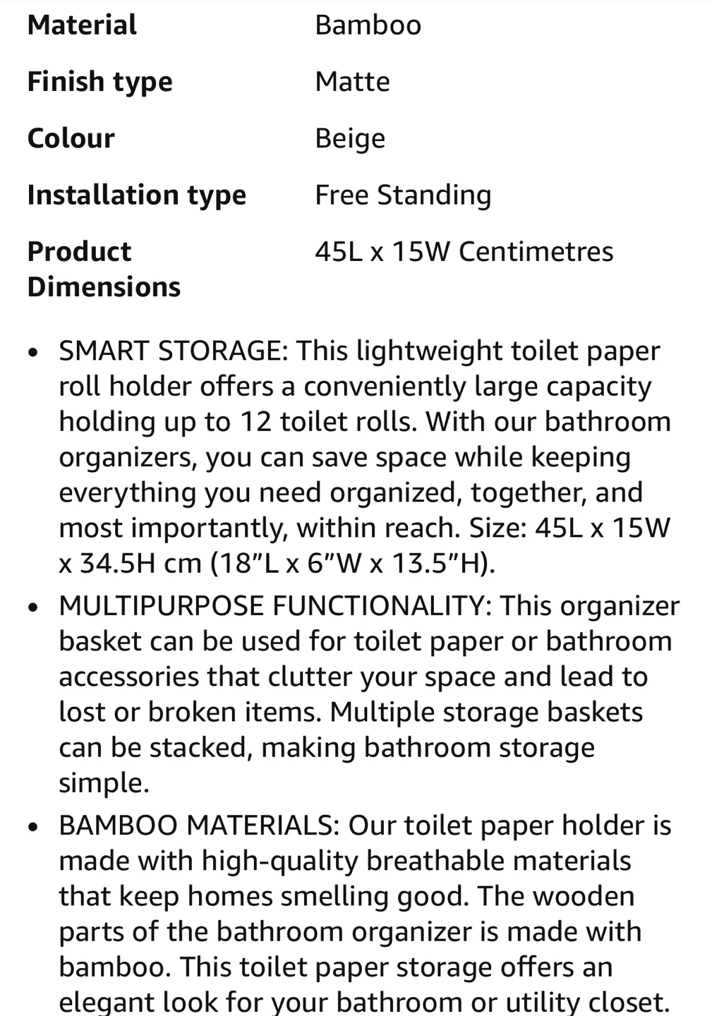 NEW Bamboo Toilet Paper Storage Holder - photo 3