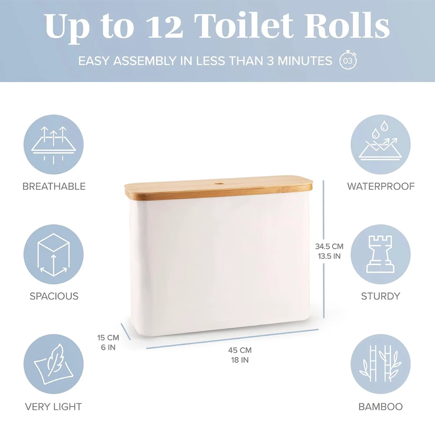 NEW Bamboo Toilet Paper Storage Holder