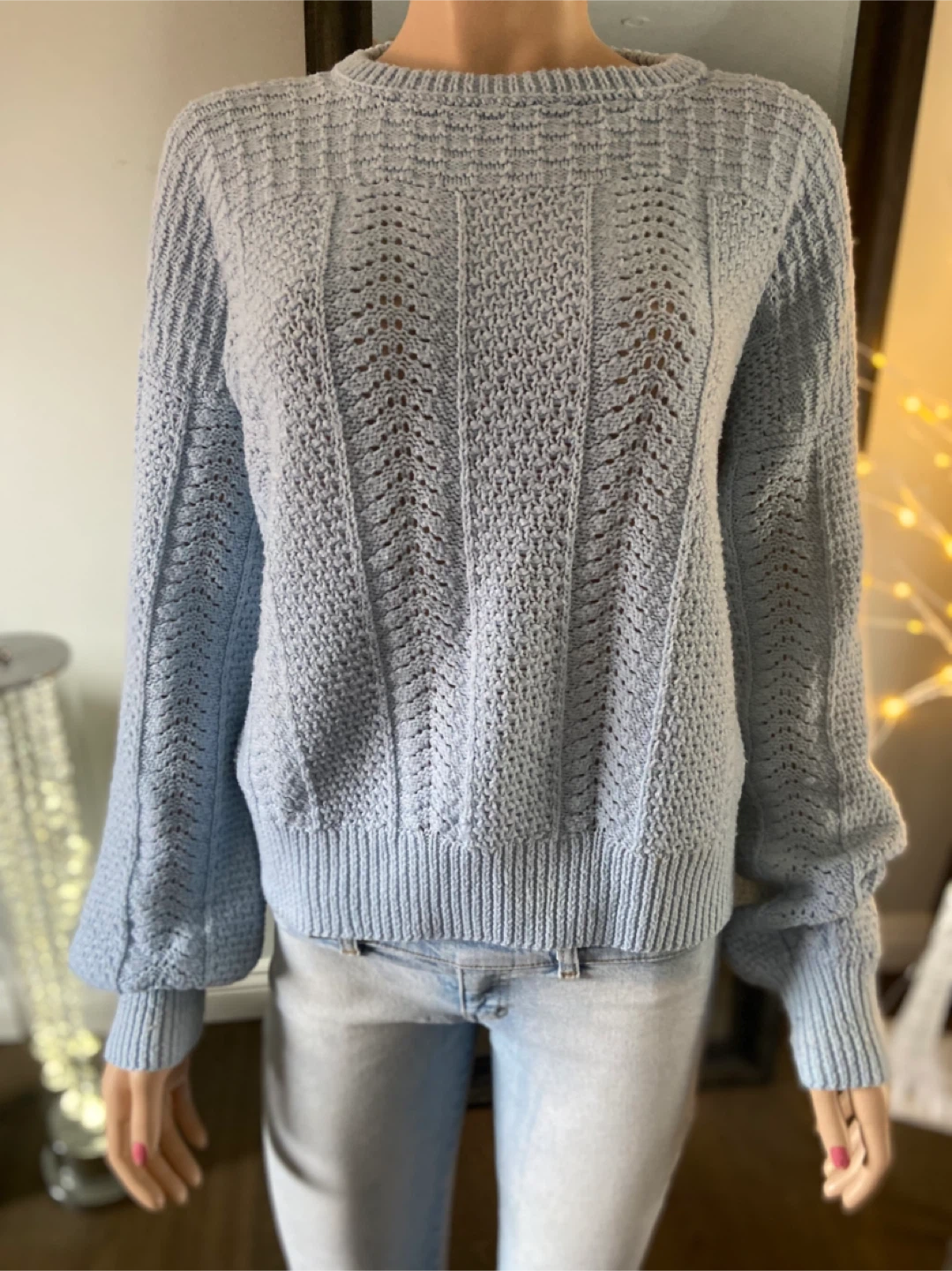 EUC: Light Blue Knit Sweater S/M - photo 2