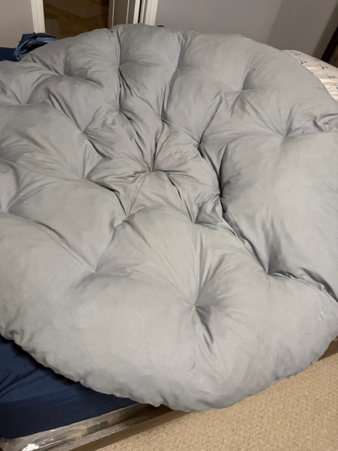 Papasan Chair with Grey Cushion