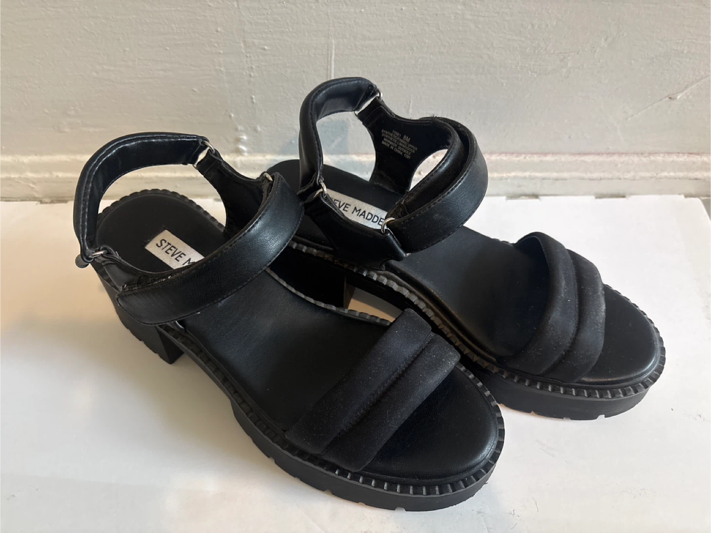 Steve Madden Black Platform Sandals