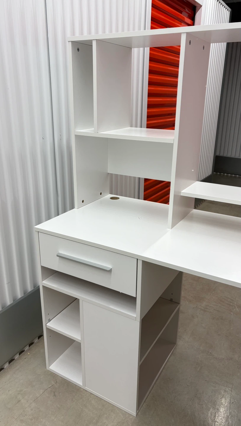 White Desk with Hutch and Drawer - photo 5