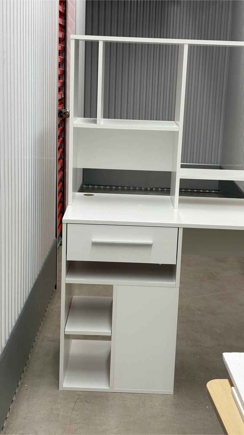 White Desk with Hutch and Drawer - photo 4