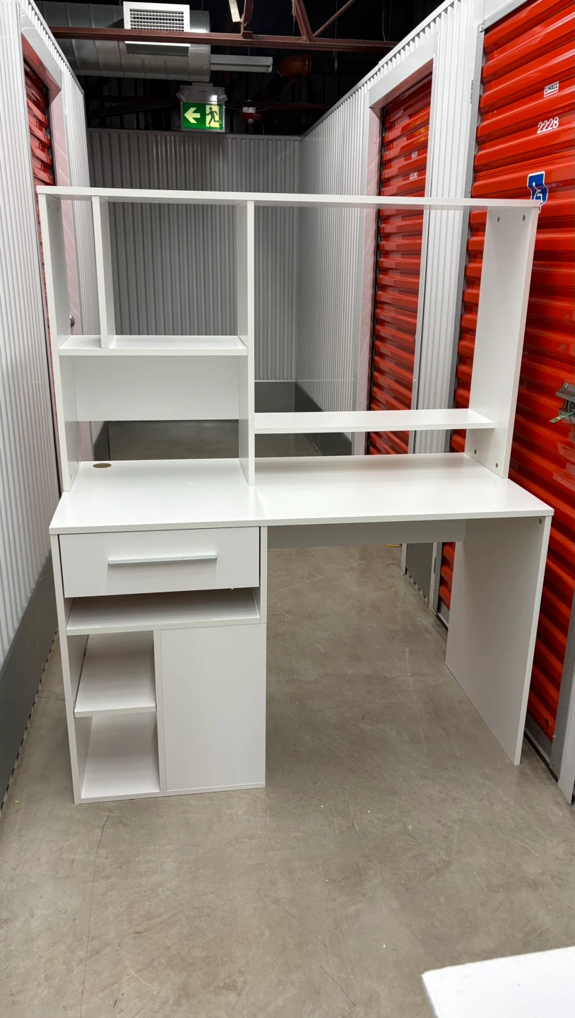 White Desk with Hutch and Drawer