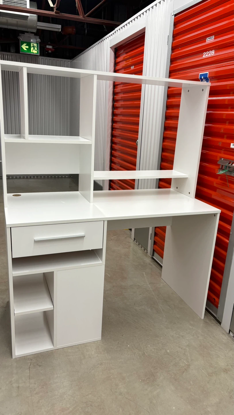 White Desk with Hutch and Drawer - photo 2