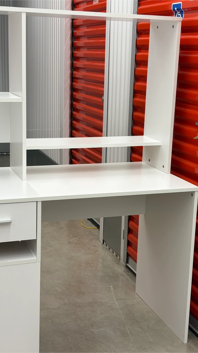 White Desk with Hutch and Drawer - photo 3
