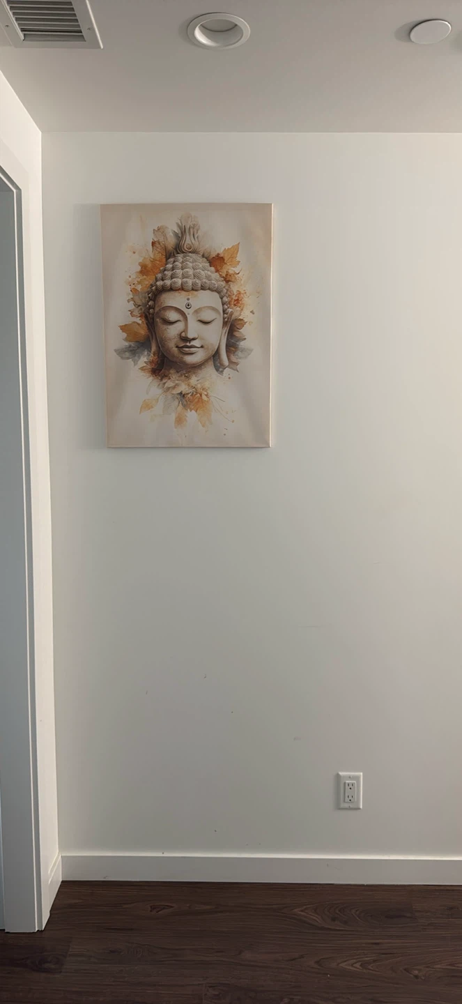 Canvas Wall Art - Buddha Face with Leaves - photo 2