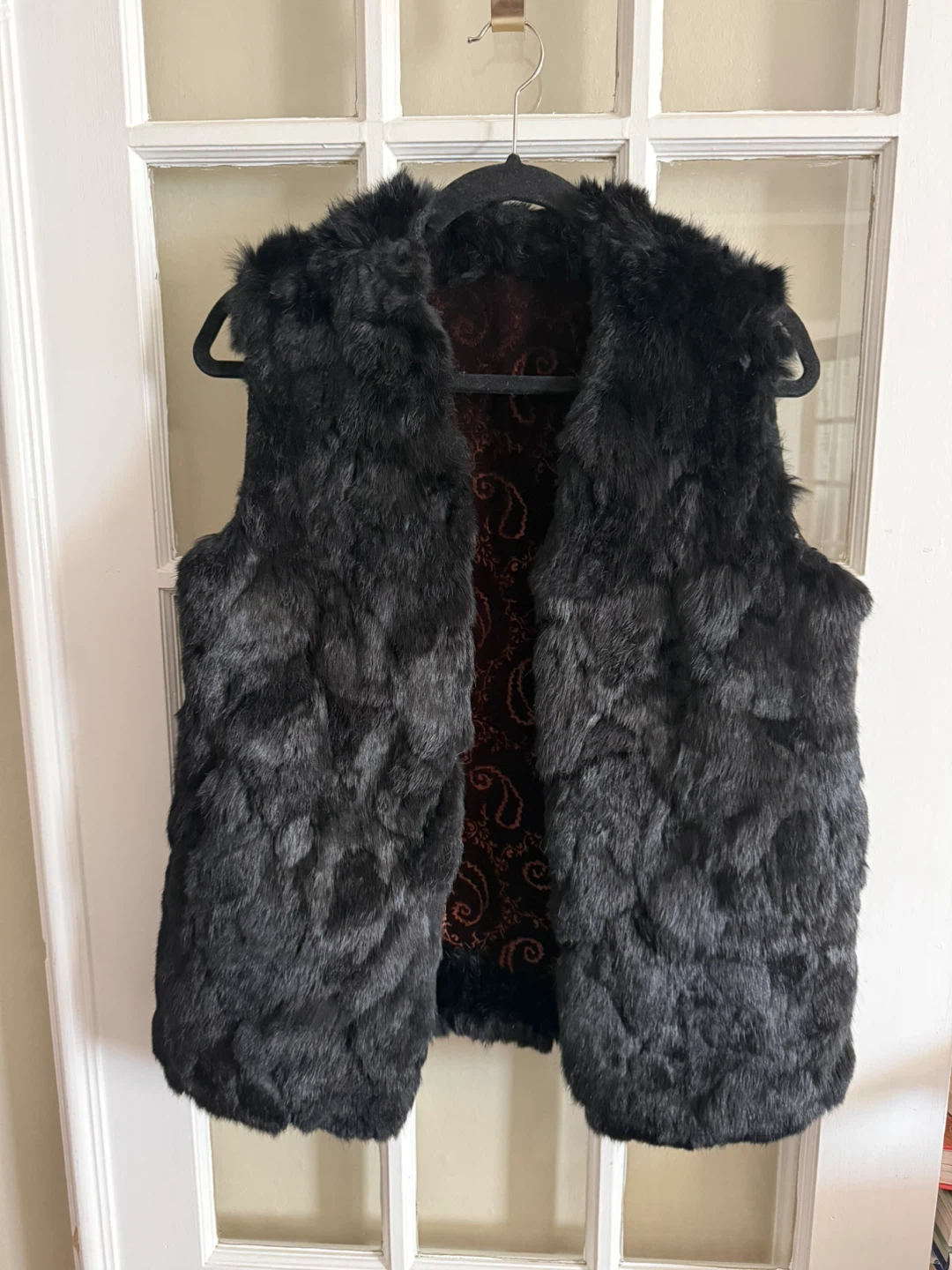 Custom real fur vest w/ velvet lining